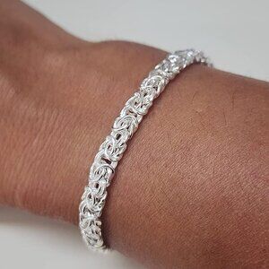 Miabella 925 Sterling Silver Byzantine Bracelet for Women Handmade in Lobster Cl